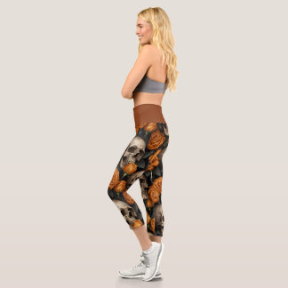 Design der Schädel- und Rose-Serie 11 Capri Leggings