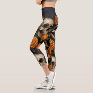 Design der Schädel- und Rose-Serie 11 Capri Leggings