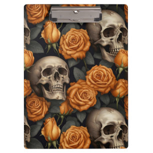 Design der Schädel- und Rose-Serie 11 Klemmbrett