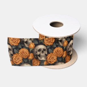 Design der Schädel- und Rose-Serie 11 Satinband