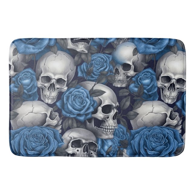 Design der Schädel- und Rose-Serie 12 Badematte (Vorderseite)