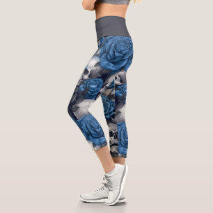 Design der Schädel- und Rose-Serie 12 Capri Leggings