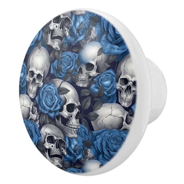 Design der Schädel- und Rose-Serie 12 Keramikknauf (Rechts)
