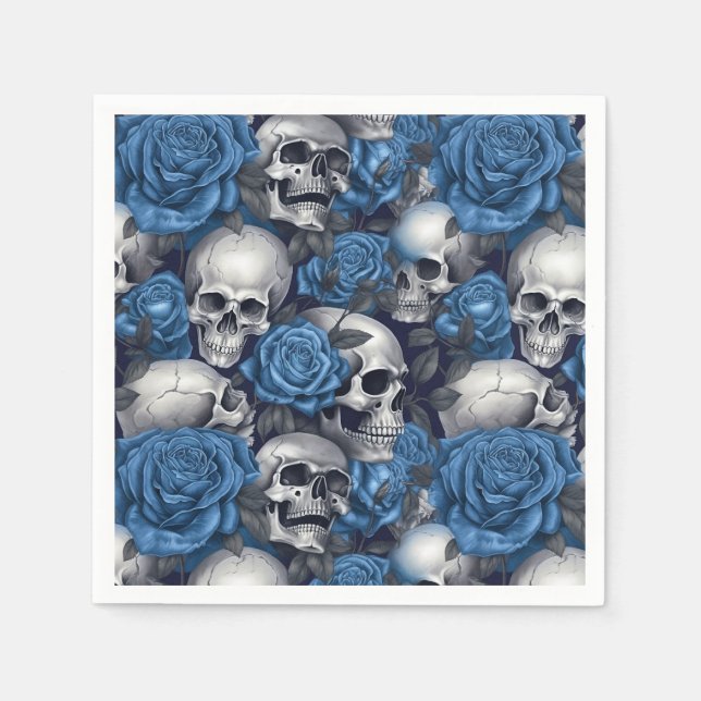 Design der Schädel- und Rose-Serie 12 Serviette (Vorderseite)