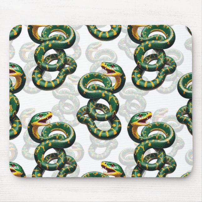 Design der Schlange im weißen Hintergrund Mousepad (Vorne)