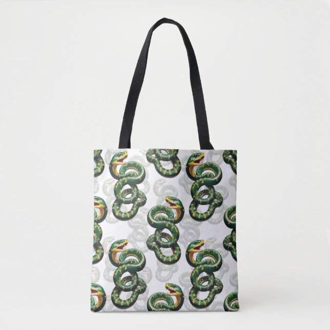 Design der Schlange im weißen Hintergrund Tasche (Vorderseite)
