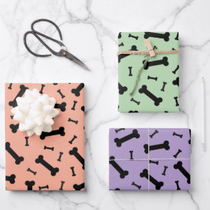 Design der schwarzen Hundeknochen Geschenkpapier Set