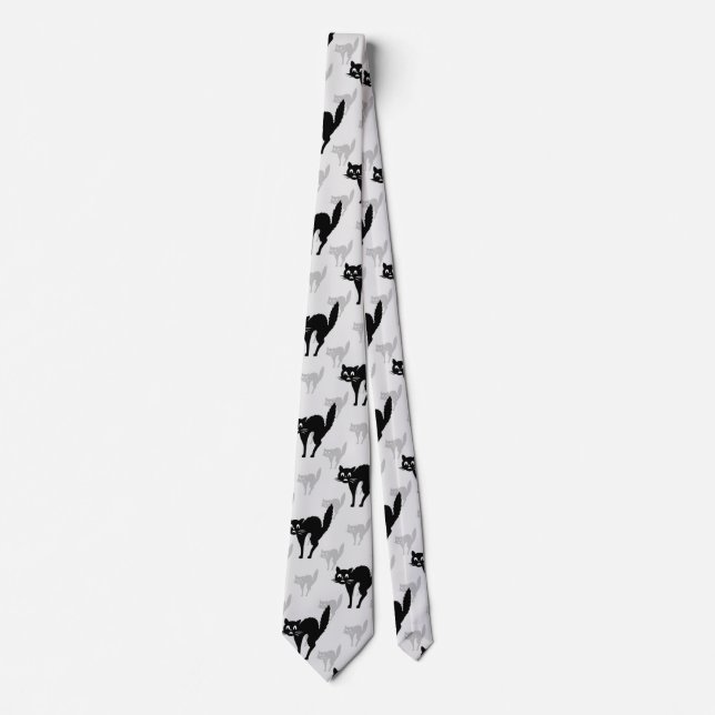 Design der Schwarzen Katze-Schatten-Silhouette Krawatte (Vorderseite)