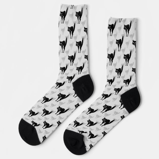 Design der Schwarzen Katze-Schatten-Silhouette Socken (Linkes Detail)