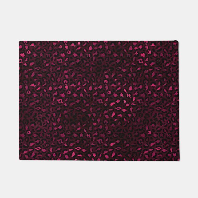 Design der Serie Burgund und Gold Leopard 3 Fußmatte (Vorderseite)