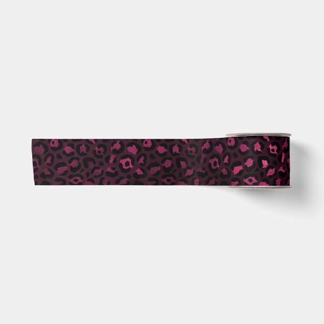 Design der Serie Burgund und Gold Leopard 3 Satinband (Vorderseite)