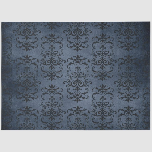 Design der Serie Gothic Blue Damask 11 Seidenpapier (Vorderseite)