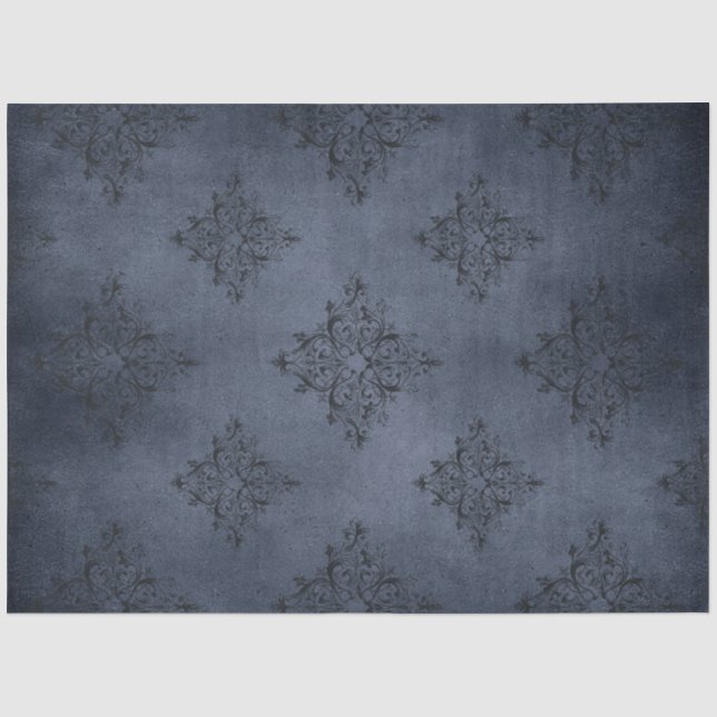 Design der Serie Gothic Blue Damask 8 Seidenpapier (Vorderseite)