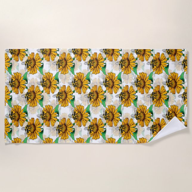 Design der Sonnenblumen-Blume Strandtuch (Vorderseite)