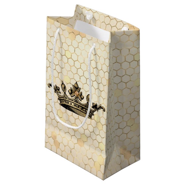 Design der Sonnenblumen und Bienen vierzehn Kleine Geschenktüte (Vorderseite Schrägansicht)