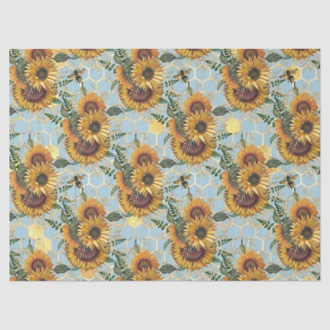 Design der Sonnenblumen und Bienen vierzehn Seidenpapier (Vorderseite)