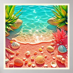 Design der sonnenverwöhnten Muscheln Poster