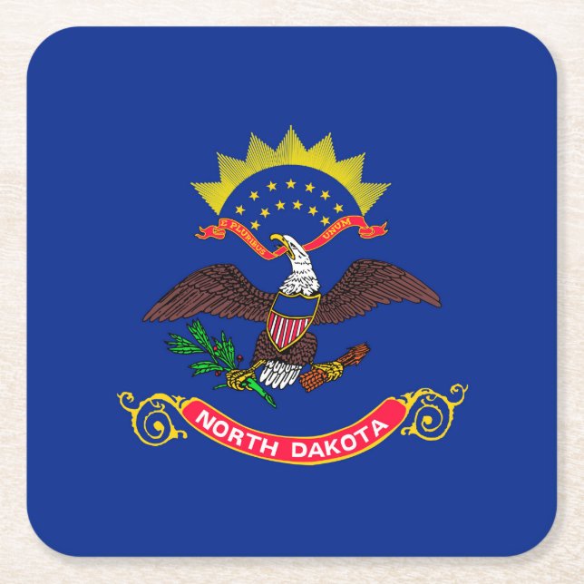 Design der Staatsflagge Nord-Dakota Rechteckiger Pappuntersetzer (Vorderseite)