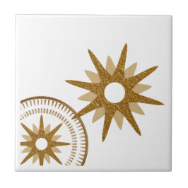 Design der Sternexplosion aus Gold und Weiß Fliese