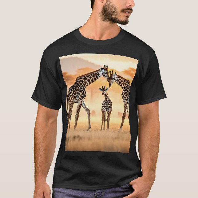 Design der Sunset Giraffes T - Shirt" T-Shirt (Vorderseite)