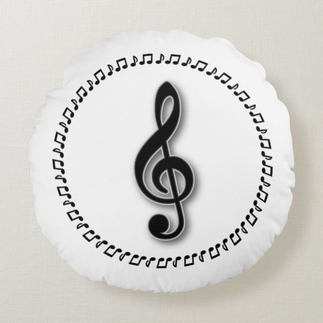Design der Treble Clef-Musiknote Rundes Kissen (Vorderseite)