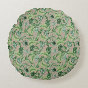 Design der tropischen Animal Print & Greenery Seri Rundes Kissen