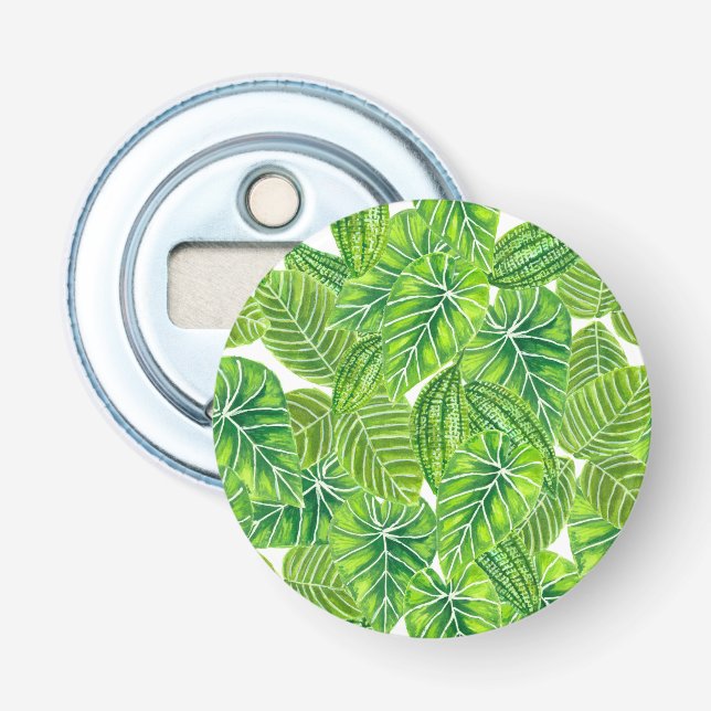 Design der tropischen Blätter in Aquarellen Flaschenöffner (Vorderseite)