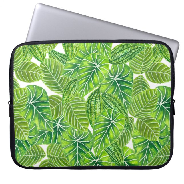 Design der tropischen Blätter in Aquarellen Laptopschutzhülle (Vorderseite)