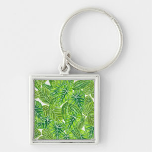 Design der tropischen Blätter in Aquarellen Schlüsselanhänger