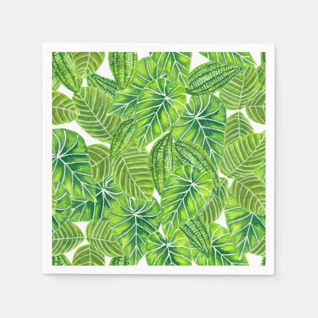 Design der tropischen Blätter in Aquarellen Serviette (Vorderseite)