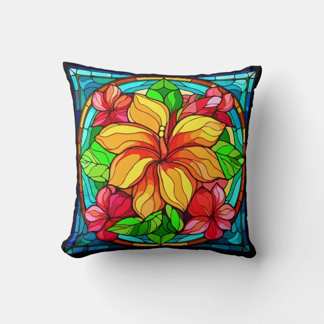 Design der tropischen Blume von Floral Hawaiian Kissen (Vorderseite)