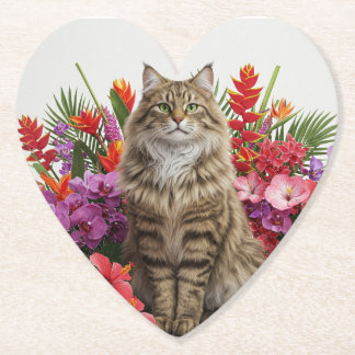 Design der tropischen Katzenherz-Untersetzer. Untersetzer