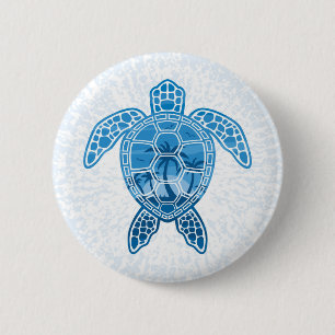 Design der tropischen Meeresschildkröten in Blau Button