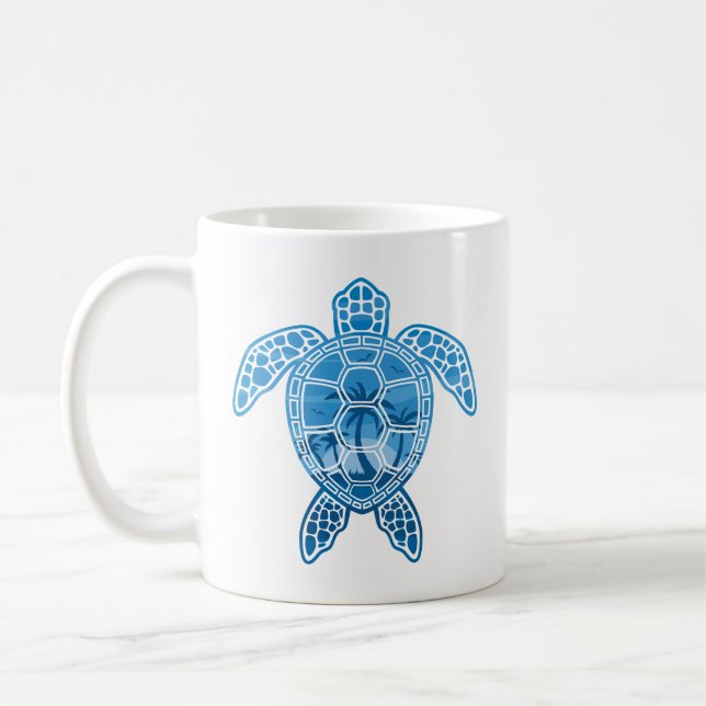 Design der tropischen Meeresschildkröten in Blau Kaffeetasse (Links)