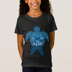Design der tropischen Meeresschildkröten in Blau T-Shirt