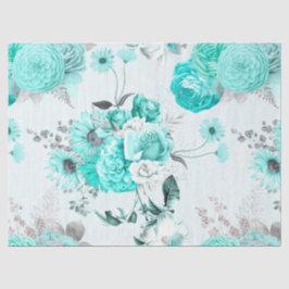 Design der türkisfarbenen Blumenserie 1 Seidenpapier