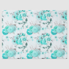 Design der türkisfarbenen Blumenserie 2 Seidenpapier