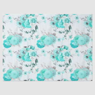 Design der türkisfarbenen Blumenserie 2 Seidenpapier