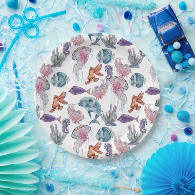 Design der Unterwasserfarben-Reihe 2 Pappteller (Party)