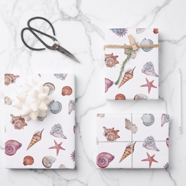 Design der Unterwasserfarben-Reihe 4 Geschenkpapier Set (Vorderseite)