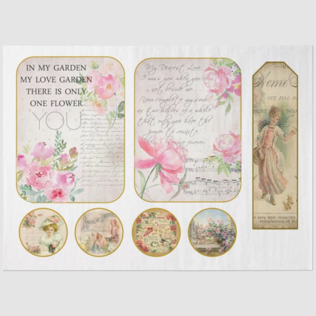 Design der viktorianischen Shabby Chic-Serie 13 Seidenpapier (Vorderseite)