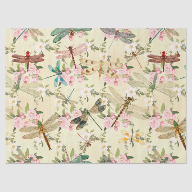 Design der Vintagen Libellen-Serie 14 Seidenpapier (Vorderseite)