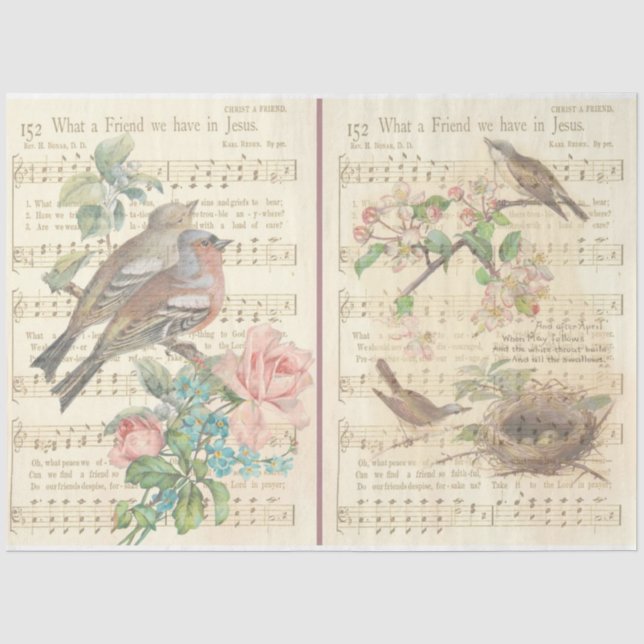 Design der Vintagen Vogelserie 3 Seidenpapier (Vorderseite)