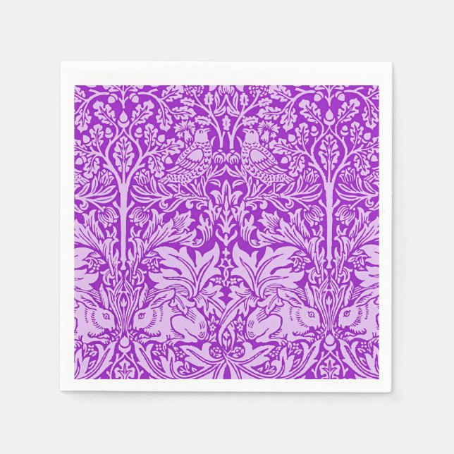 Design der Vögel und Kaninchen, farbenfrohe Lavend Serviette (Vorderseite)