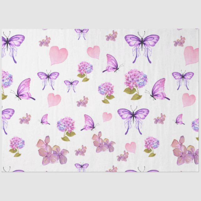 Design der Wasserfarbenserie Hydrangea 9 Seidenpapier (Vorderseite)