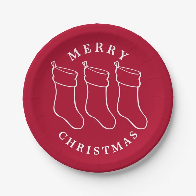 Design der WeihnachtsStrümpfe Pappteller (Vorderseite)