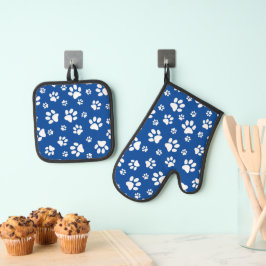 Design der weißen Druckfarben Ofenhandschuh & Topflappen-Set