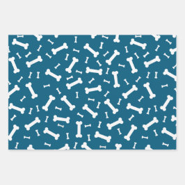 Design der weißen Hundeknochen Geschenkpapier Set
