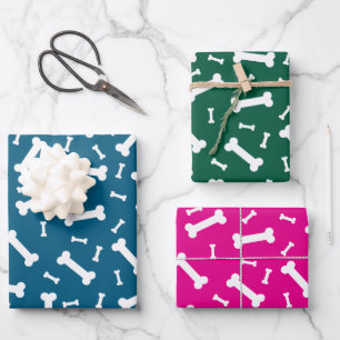 Design der weißen Hundeknochen Geschenkpapier Set
