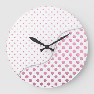 Design der weißen Polka-Dot-Muster in süß rosa und Große Wanduhr